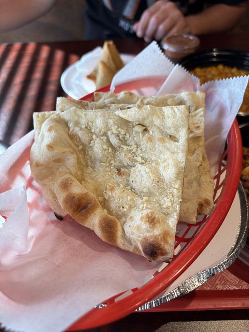 Garlic naan (no butter)  at Himalaya in Kitty Hawk