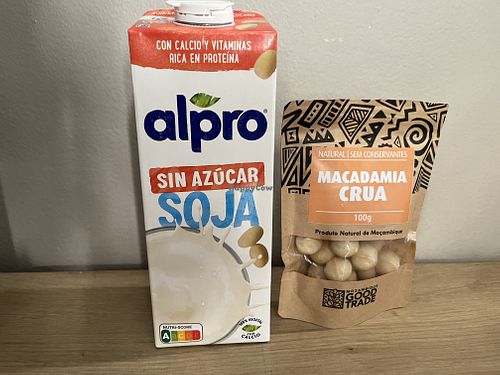 Unsweetened soy milk and macadamia nuts   at Di-vino Gourmet Store in Maputo