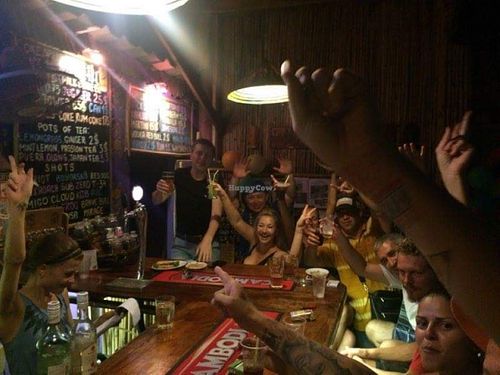 Bamboo Bar Full cocktail bar, Wine, cold draft beer, shots, teas and more. WI-FI. Friendly staff, ping-pong and table games. located on the Ochheteaul beach road just 50 m. from the sea in the center of nightlife in Sihanoukville. We are open 24 hour at Bamboo Bar & Vegetarian Restaurant in Sihanoukville