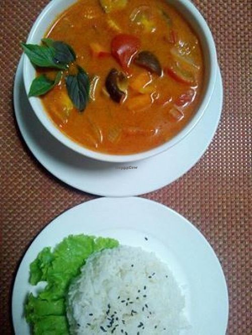 Mushroom Tom-Yam at Bamboo Bar Vegetarian restaurant Sihanoukville Cambodia. at Bamboo Bar & Vegetarian Restaurant in Sihanoukville