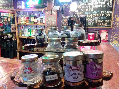 Selection of teas in Bamboo Bar. Come and try! We are open 24/7 every day! at Bamboo Bar & Vegetarian Restaurant in Sihanoukville