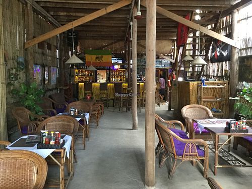 seating and order area at Bamboo Bar & Vegetarian Restaurant in Sihanoukville