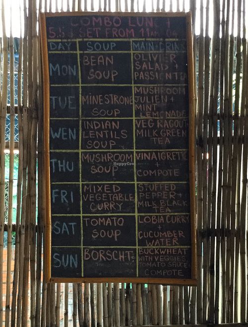 Wass menu at Bamboo Bar & Vegetarian Restaurant in Sihanoukville