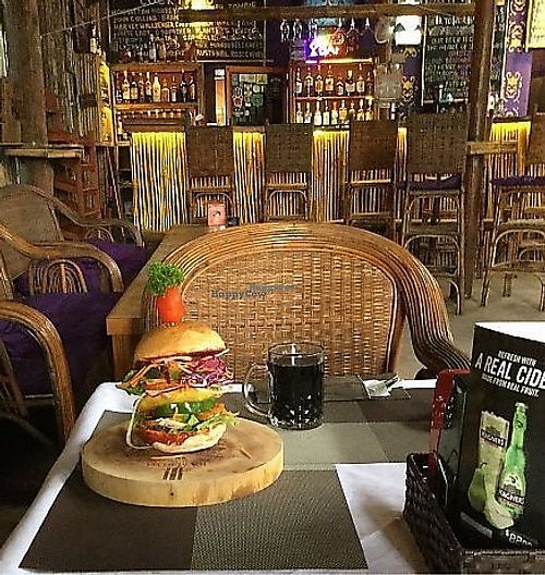 Veggie burger with lentils in Bamboo Bar & Vegetarian Restaurant at Bamboo Bar & Vegetarian Restaurant in Sihanoukville