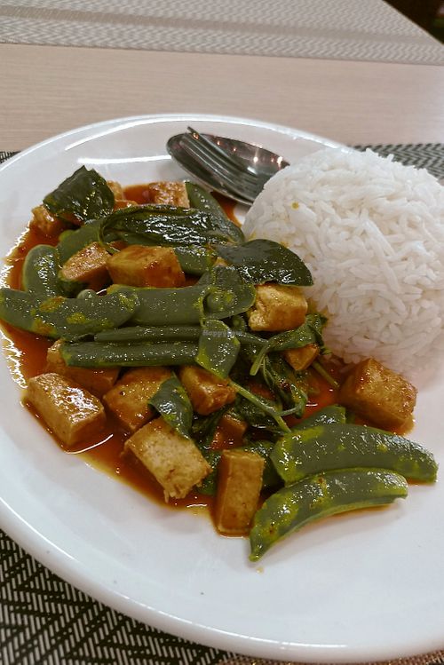 Stir fry curry paste Tofu at Happy Dog Café - แฮปปี้ ด็อก คาเฟ่ in Koh Chang