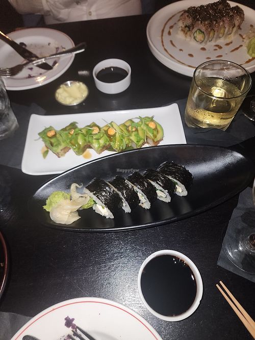 Vegan roll and chrispy rice with avocado at Yamashiro in Hollywood