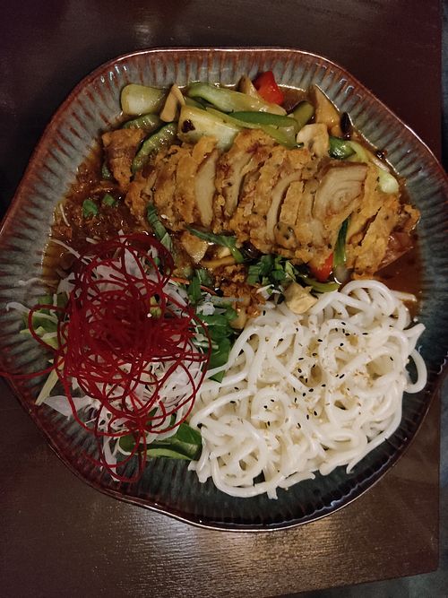 My cay with vegan crispy duck at Koko Organic in Prague