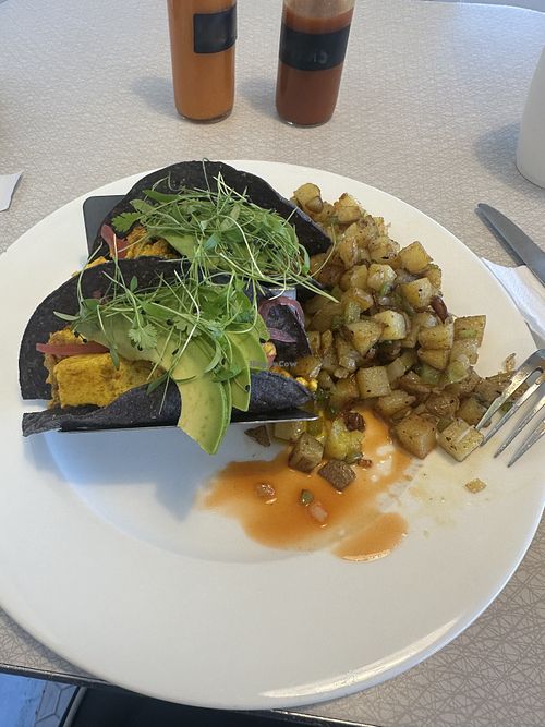 Sunny side Tacos but make it vegan   at Happy Goat in Mariposa