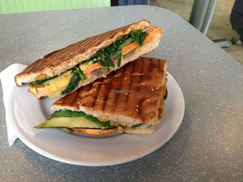 delicious new vegan panini! at Humani-T Cafe - Downtown in Halifax