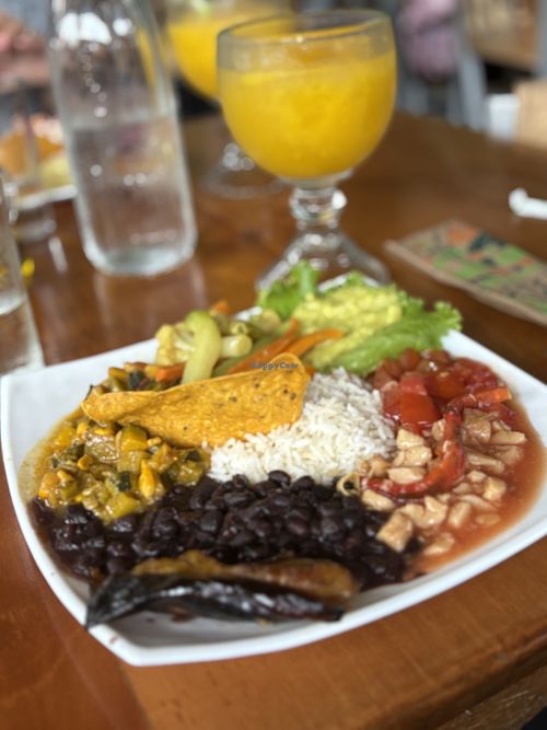 Casado vegano con jugo de mango   at Soda Viquez in La Fortuna
