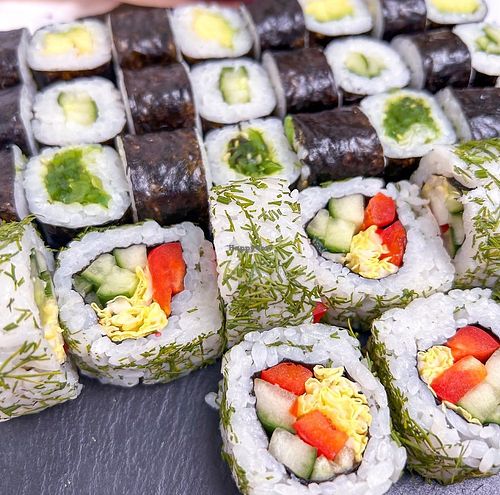 Lenten table set (vegan): Chuka maki, avocado maki, fresh roll, kappa maki
 at Sushi-Bar Tunets  in Yakutsk