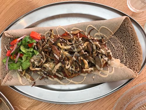 Injera mushroom dish - double size at Tenat in Tel Aviv