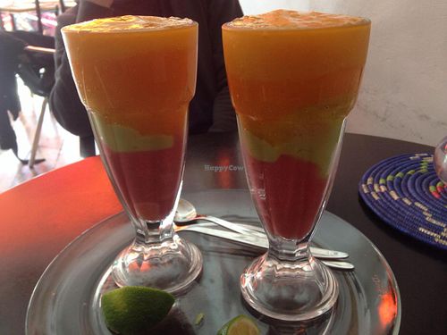 Shake with layers: mango, avocado and more.  at Tenat in Tel Aviv
