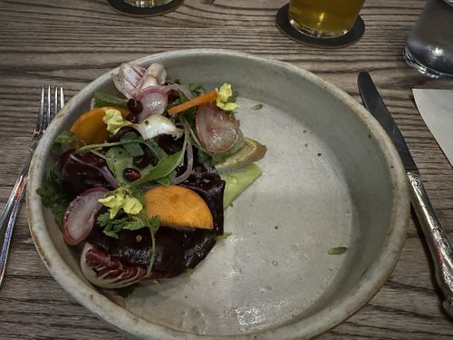 baby chicory salad /
pomegranate /fuyu persimmon  at 3rd Cousin in San Francisco