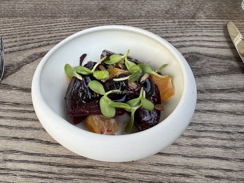 Beets, mandarins, black garlic   at 3rd Cousin in San Francisco