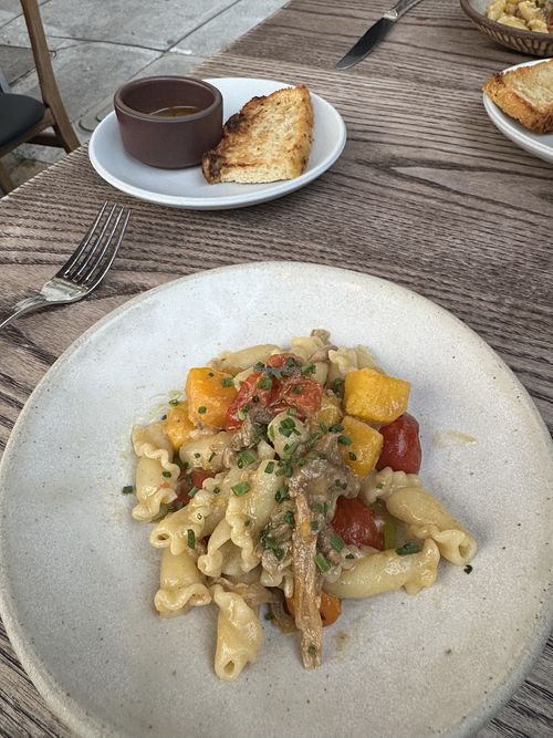 Campanelle, yellow foot mushrooms  at 3rd Cousin in San Francisco