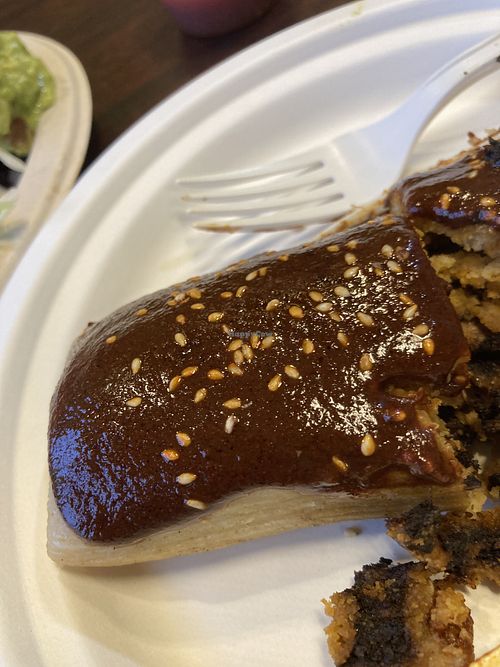 Tamal Mole  at El Cantaro Vegan Mexican Restaurant in Monterey