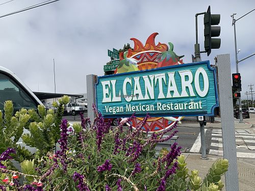Sign   at El Cantaro Vegan Mexican Restaurant in Monterey