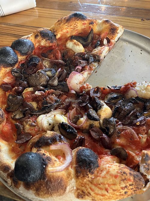 Verdura pizza with cashew cheese  at Il Forno in San Antonio