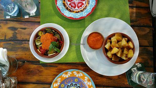 tumbet mallorquín and patatas bravas at TREFF in Mallorca