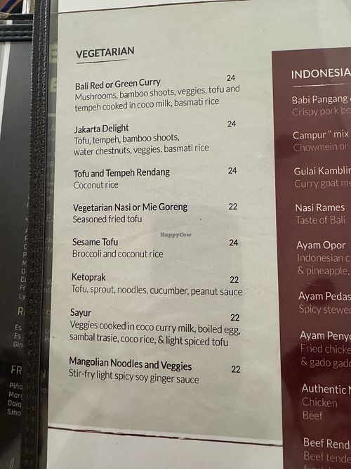 Menu   at Bentang Bali in Oranjestad