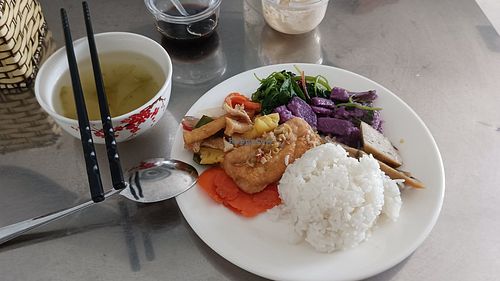 Rice platter at Quán Chay Tâm Tịnh in Da Nang