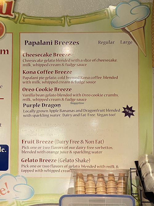New vegan drinks in the menu  at Papalani Gelato in Koloa