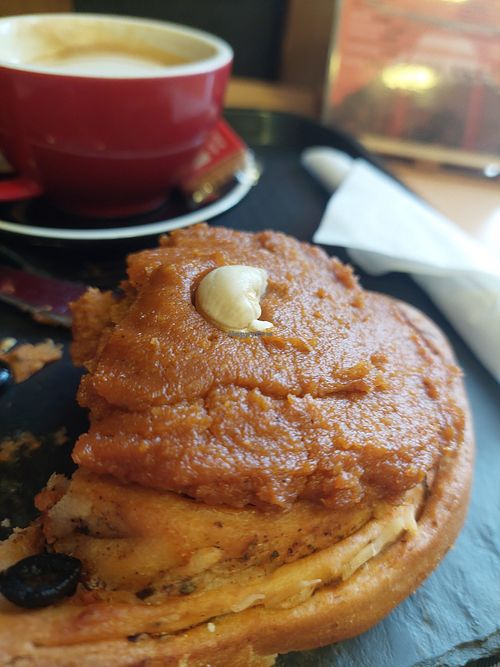 Roll de sobrasada picante. Buenísimo! at Cafeteria Tokio Barcelona in Barcelona