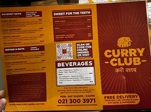   at Curry Club - Cape Town in Cape Town