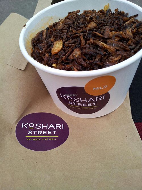 Koshari with the fried onions on top at Koshari Street in London