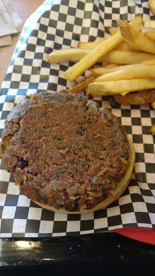 vegan burger at Maswick Cafeteria in Grand Canyon Village