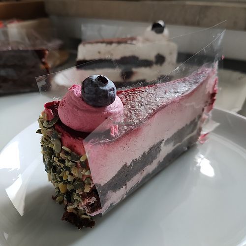Raspberry  cream cake at Café Prantl in Merano