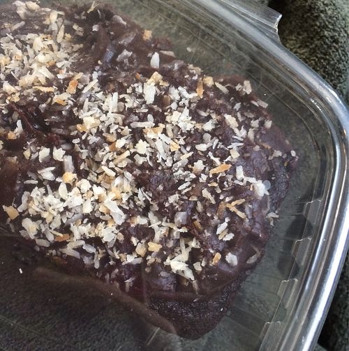 vegan brownie with coconut flakes at The Art We Are in Kamloops