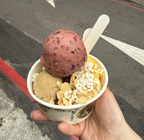Vegan sorbets: Grape, Mango and Papaya  at Miyahara - 宮原眼科 in Taichung