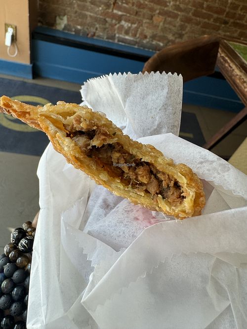 Inside Beefless Empanadaa  at Black Rican - Pop Up in Brooklyn