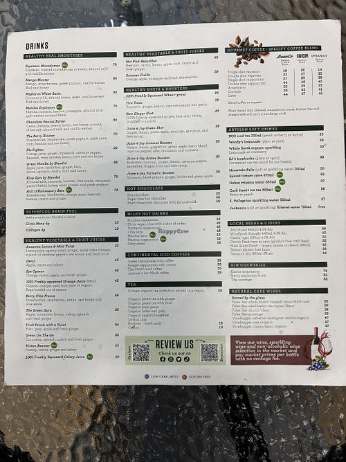 Menu; October 2025  at Jacksons Real Food Market & Eatery - Kyalami Corner Upper Level in Midrand