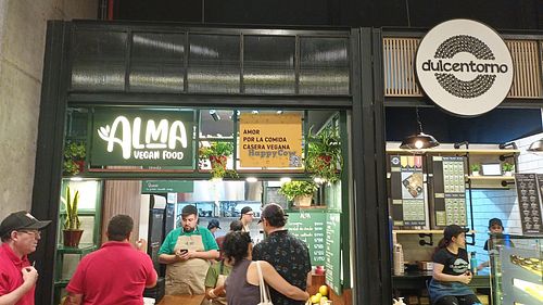 outside at Alma Vegan Food in Santiago