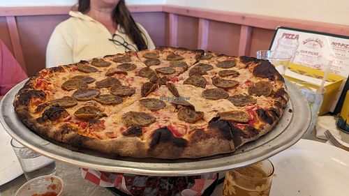 Vegan pizza with vg pepperoni at Extra Extra in Buffalo