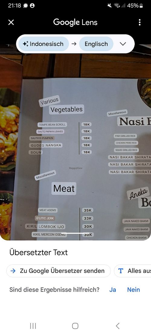 Vegetable/side dishes at G'litik Indonesian Eatery in Jakarta