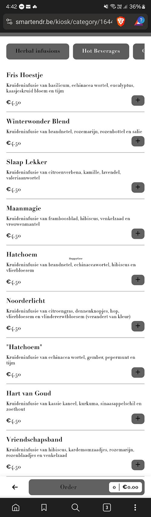 Menu at FIKA LAB in Leuven