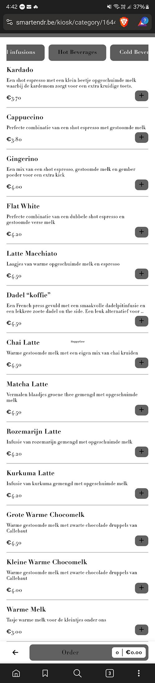 Menu at FIKA LAB in Leuven