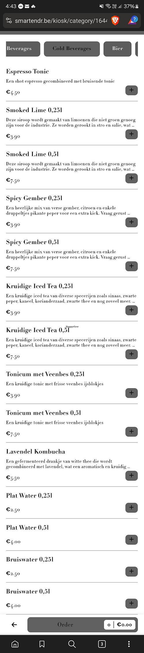 Menu at FIKA LAB in Leuven
