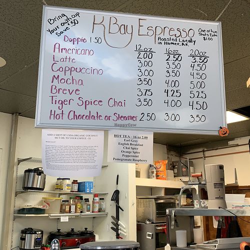 Coffee menu at K Street Convenience in Anchorage