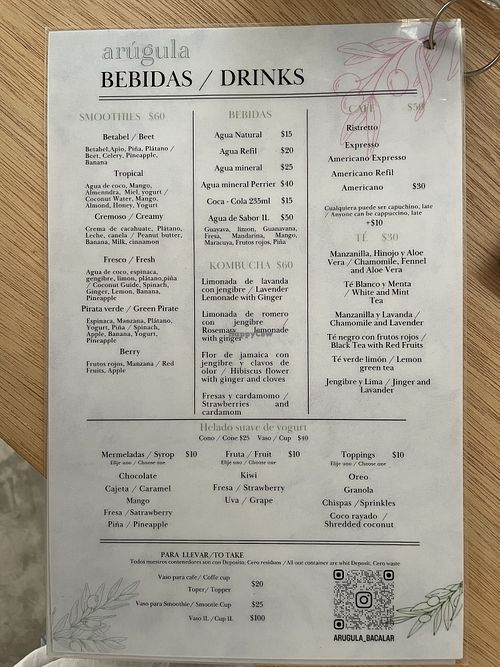 Lots of vegan smoothies. Ask about yogurt and honey   at Arúgula  in Bacalar