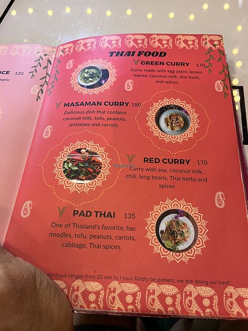 Menu  at Pure Vegetarian GOPAL in Phuket