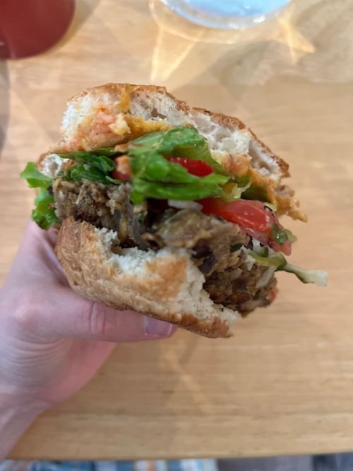 3 bean burger  at Bull City Burger and Brewery in Durham