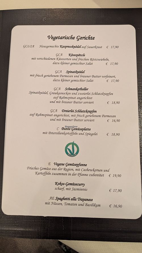 Vegetarian and vegan dishes at Restaurant und Pizzeria Alina in Breitenwang