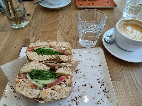 Vegan chickpea bagel at Café Passaporte  in Porto