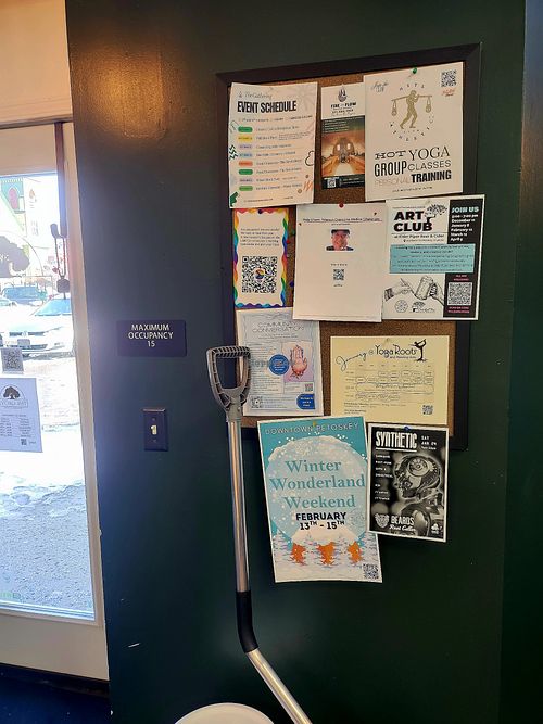 Community bulletin board 👍✨ at The Grove Beverage Cafe in Petoskey