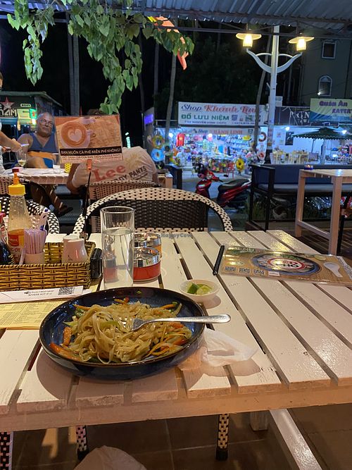 Outside seatingg  at Red Pho Cafe in Phan Thiet